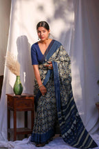 Linen Saree - blouse and border close-up
