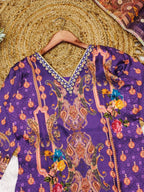 Satin Fabric with print & work and with Dupatta Plus Size Kurti set full set view