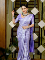 Lavender Banarasi Saree for women - full front view | Snyvia