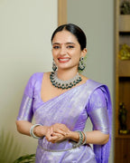 Lavender Banarasi Saree - drape and pallu detail