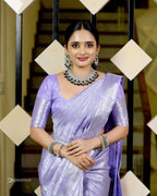 Lavender Banarasi Saree - blouse and border close-up