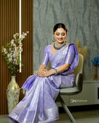Lavender Banarasi Saree - pallu design detail
