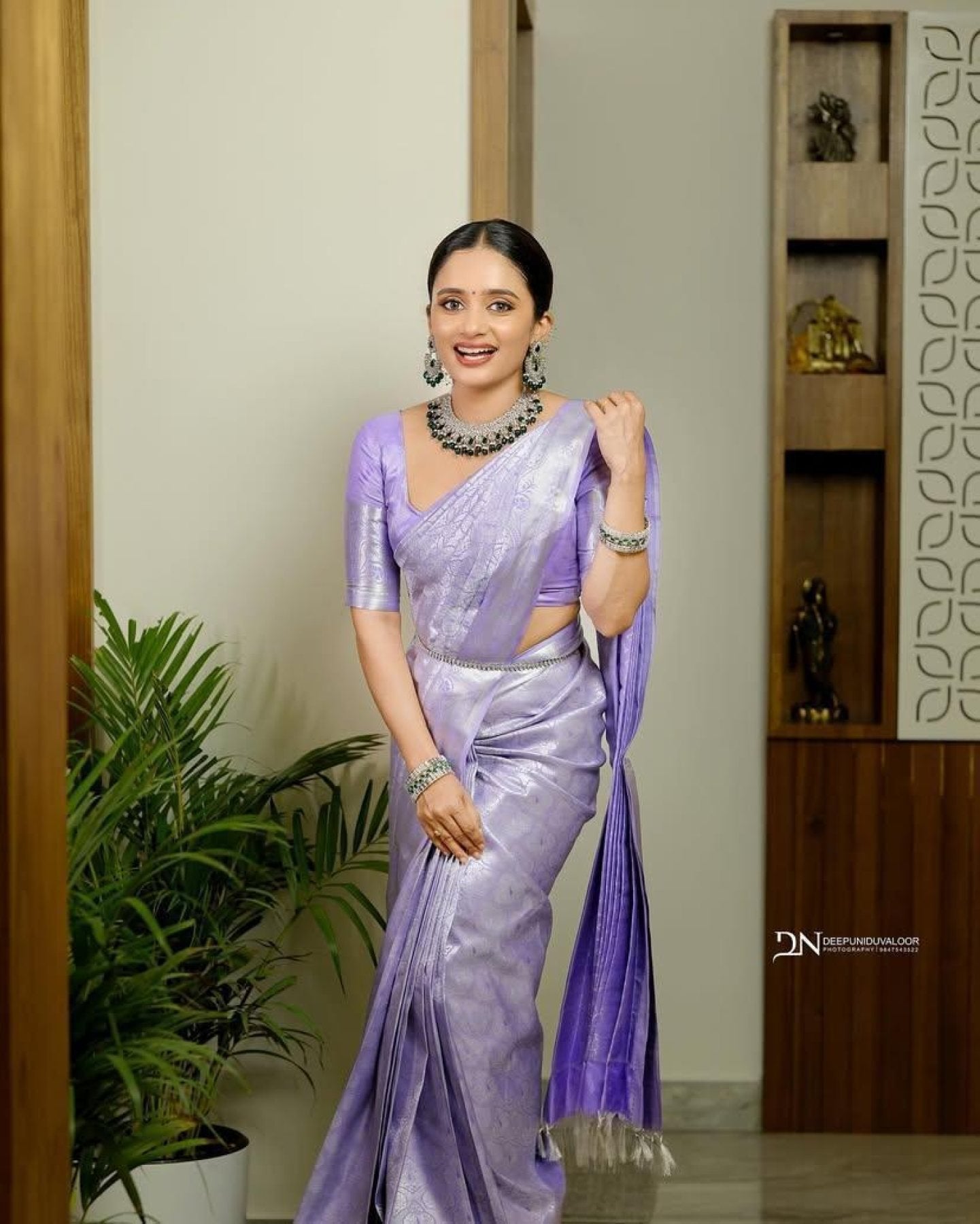 Lavender Banarasi Saree - back view