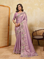 Lavender Kanjivaram Saree - drape and pallu detail
