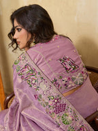 Lavender Kanjivaram Saree - blouse and border close-up