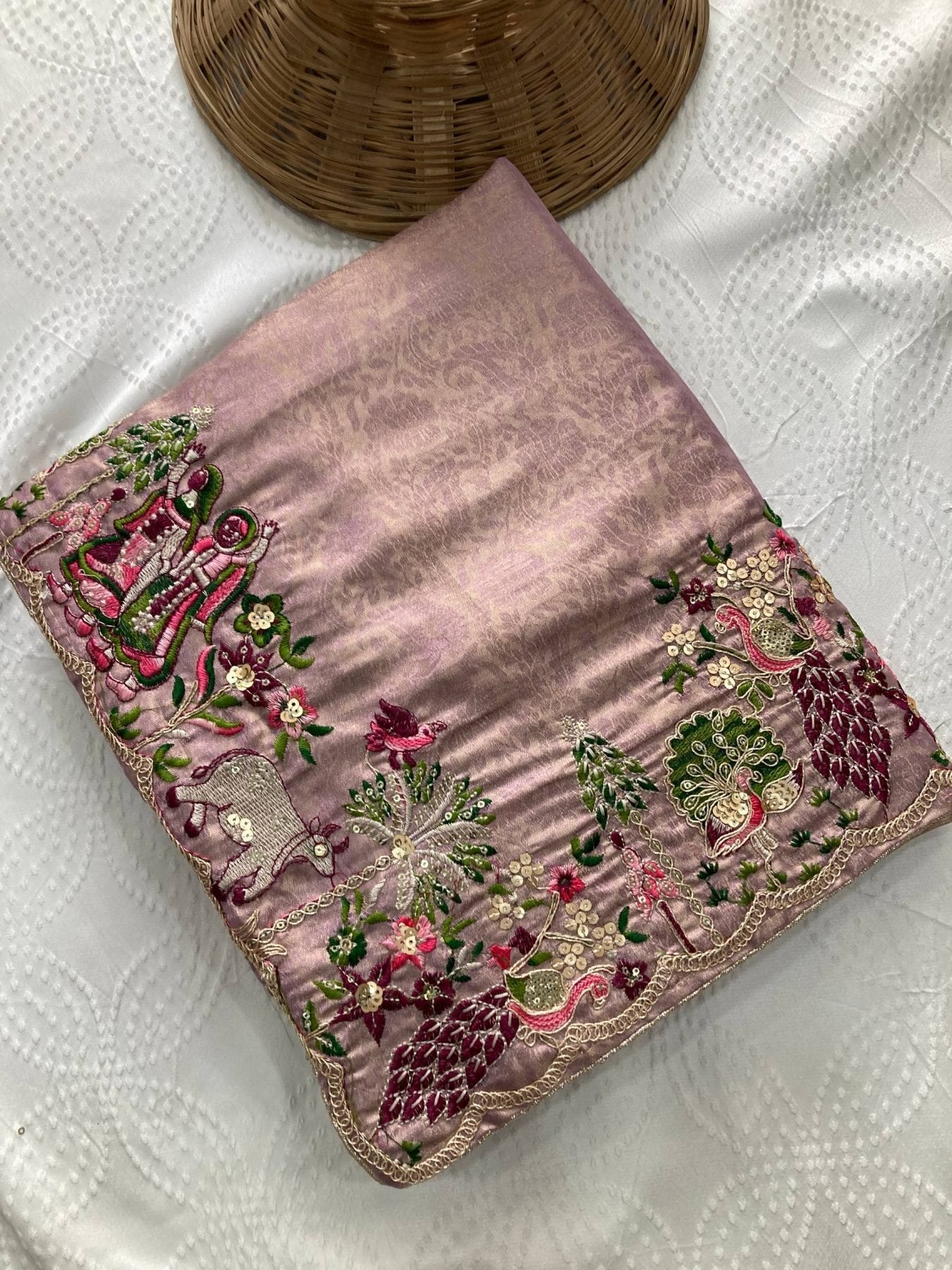 Lavender Kanjivaram Saree - back view