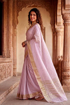 Lavender Cotton Saree - fabric texture close-up
