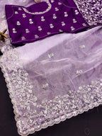 Lavender Organza Saree - detail view 13