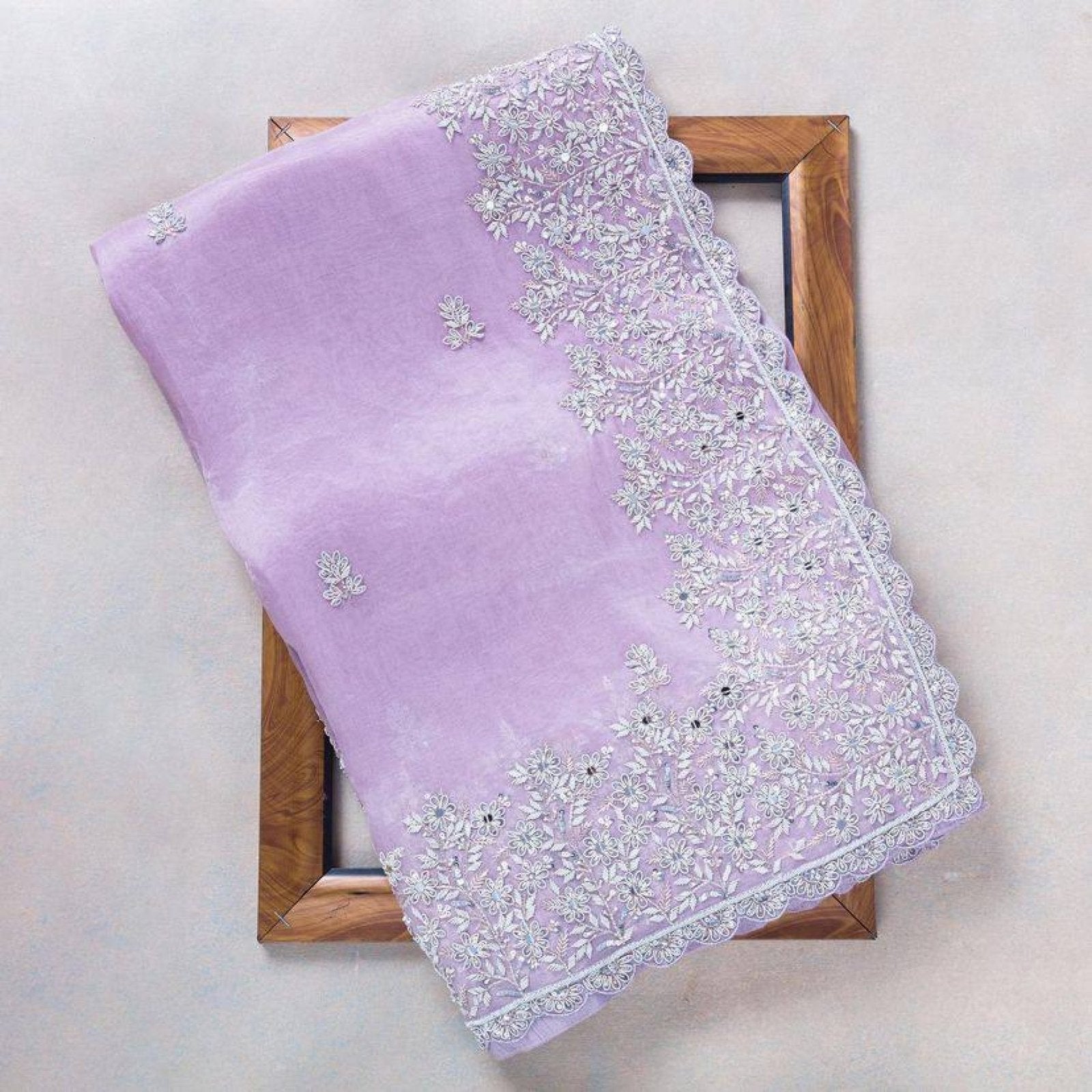 Lavender Organza Saree - styling and accessories view