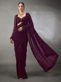 Wine Saree for women - full front view | Snyvia