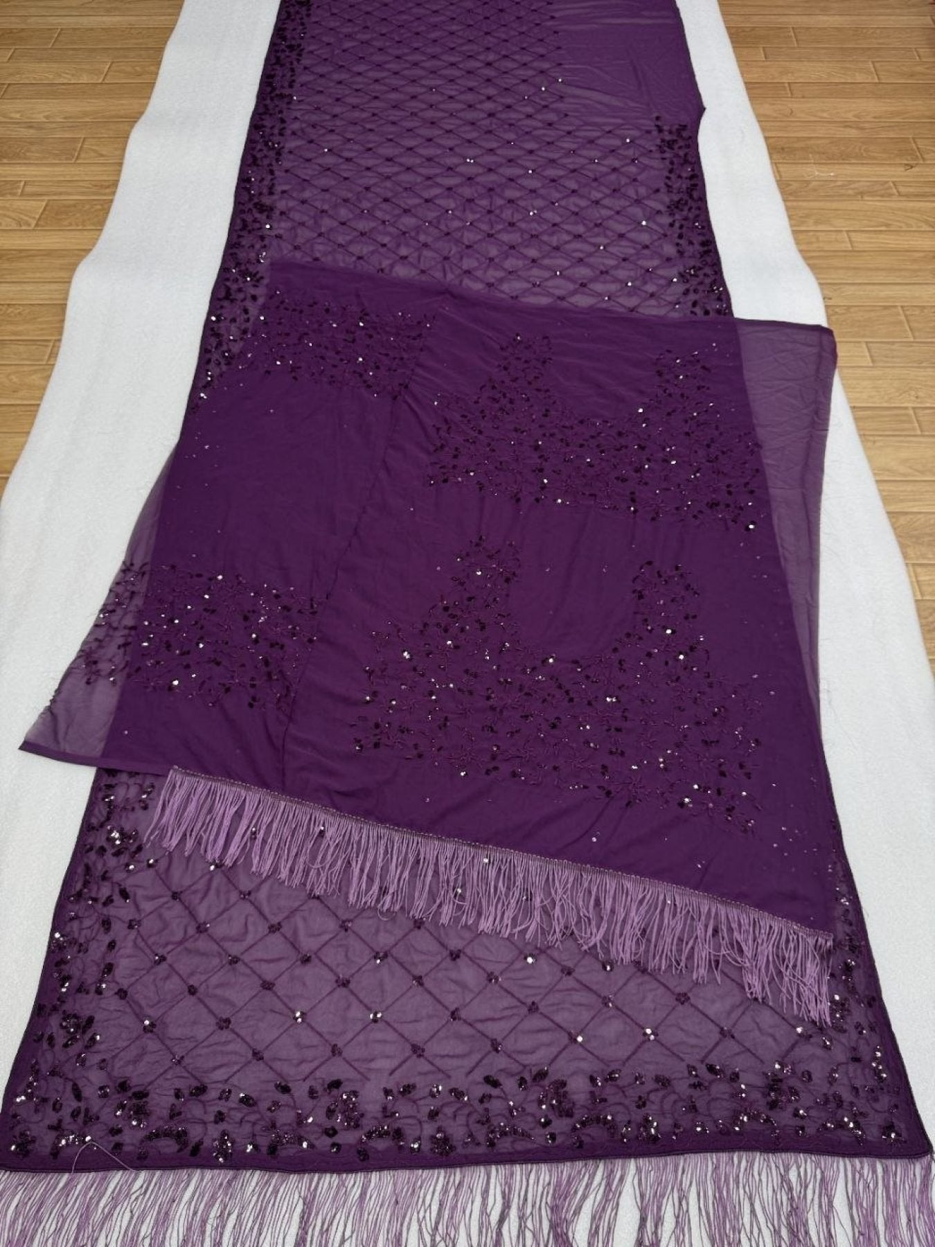 Wine Saree - side drape view