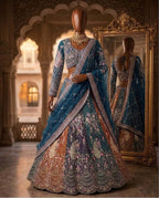 Soft Butterfly Net Lehenga Choli with Heavy Sequins Embroidery front view
