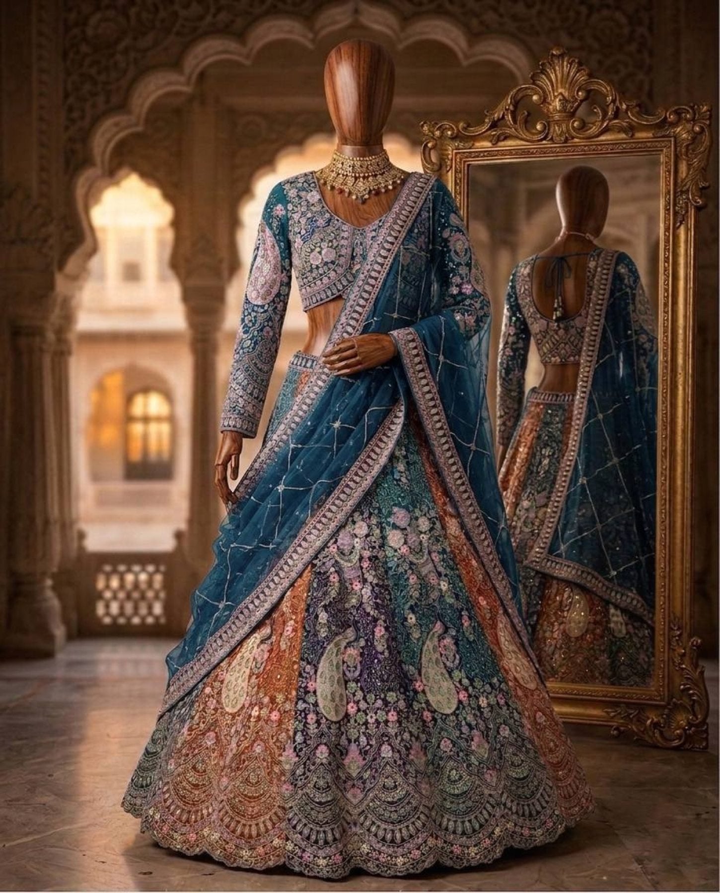 Soft Butterfly Net Lehenga Choli with Heavy Sequins Embroidery front view