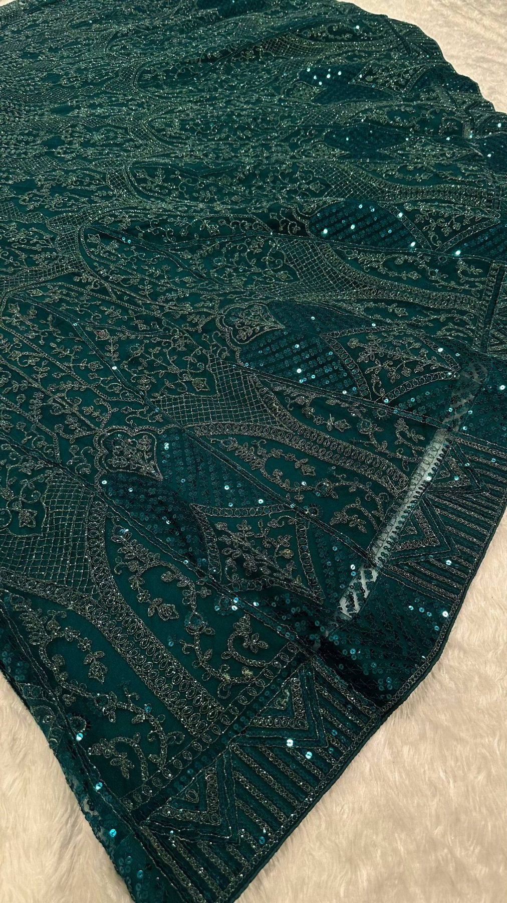 Green Legendary Net Lehenga Choli with Dori Sequins Work colour variant view