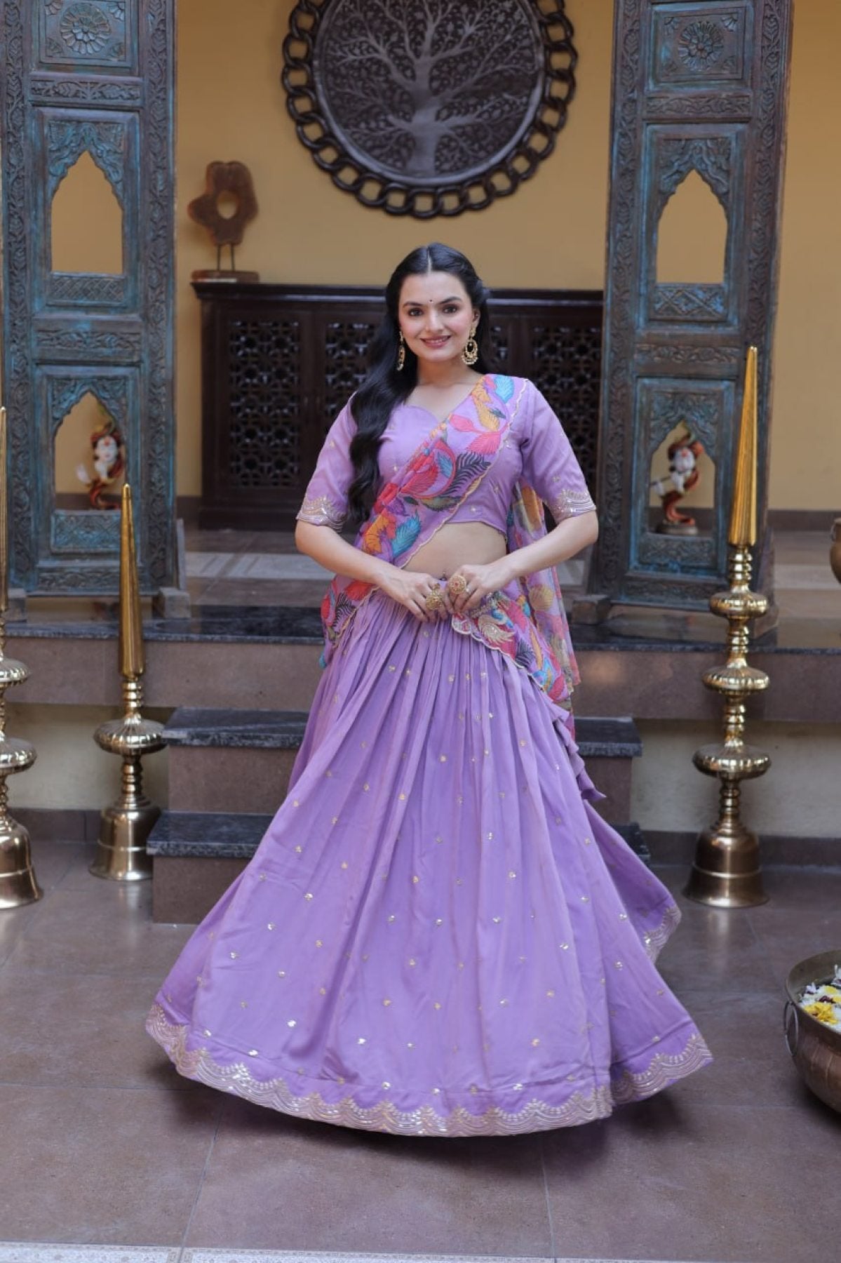 Cosmos Silk Lehenga Choli with Zari Sequins Work colour variant view