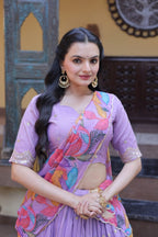 Cosmos Silk Lehenga Choli with Zari Sequins Work full drape view