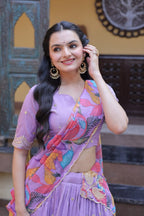 Cosmos Silk Lehenga Choli with Zari Sequins Work embroidery close-up