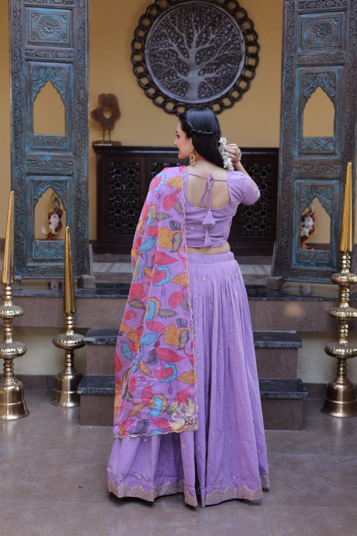 Cosmos Silk Lehenga Choli with Zari Sequins Work colour variant view