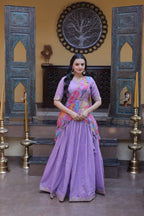 Cosmos Silk Lehenga Choli with Zari Sequins Work front view