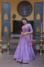 Cosmos Silk Lehenga Choli with Zari Sequins Work embroidery close-up