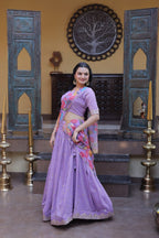 Cosmos Silk Lehenga Choli with Zari Sequins Work back view