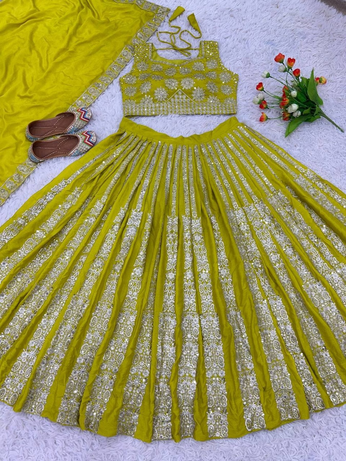Chinnon Lehenga with Embroidery Wedding Ready Elegance full drape view
