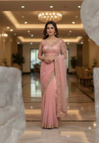 Pink Net Saree - styling and accessories view