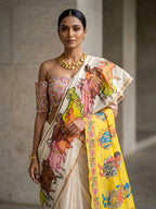 Cream Silk Saree - blouse and border close-up