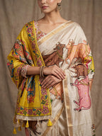 Cream Silk Saree - embroidery work detail