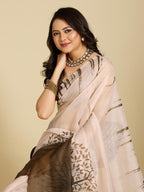 Linen Saree - side drape view