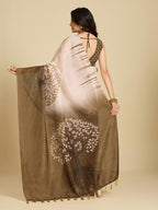 Linen Saree - Printed back view