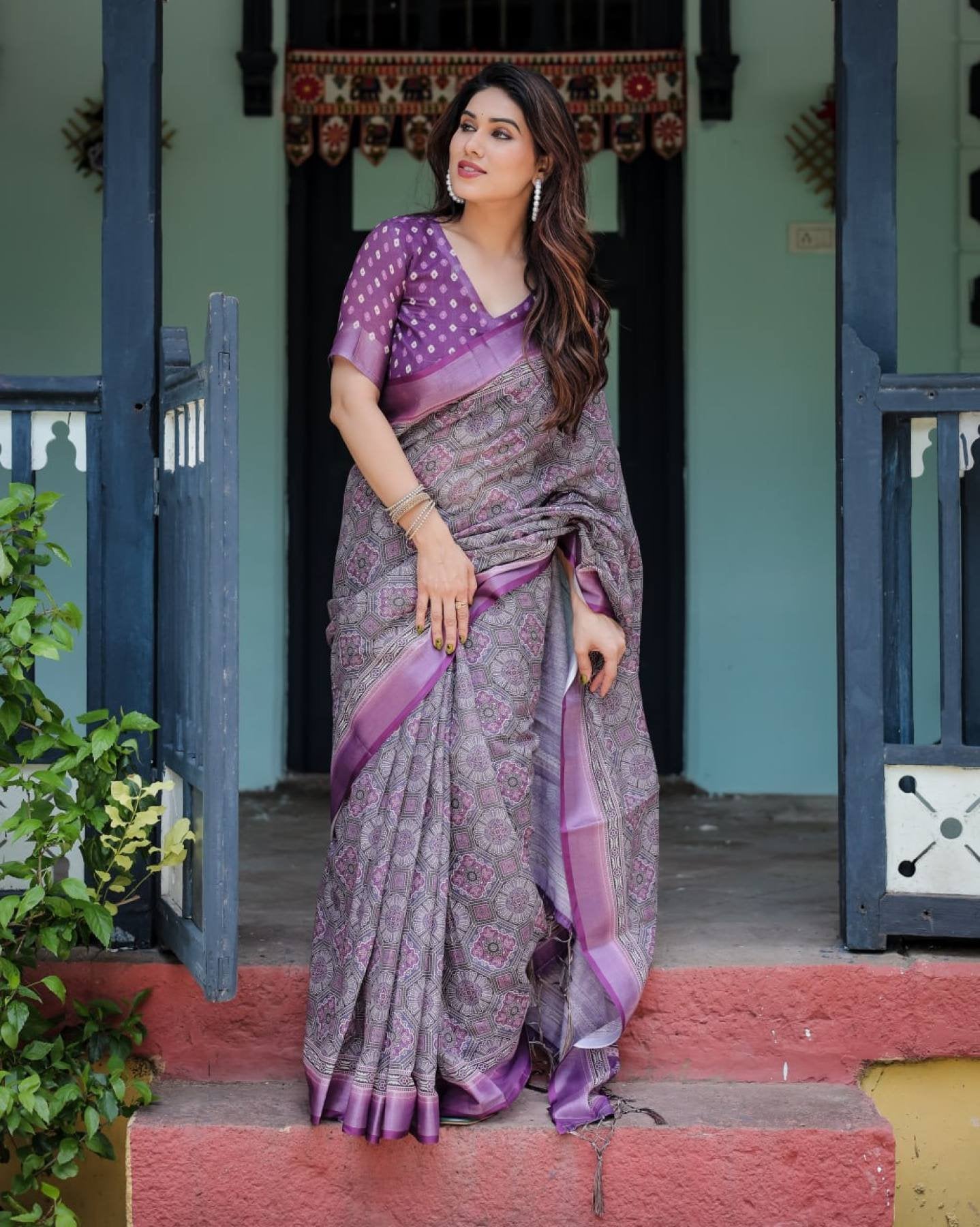 Cotton Saree - drape and pallu detail