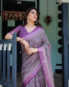 Cotton Saree - Woven embroidery work detail