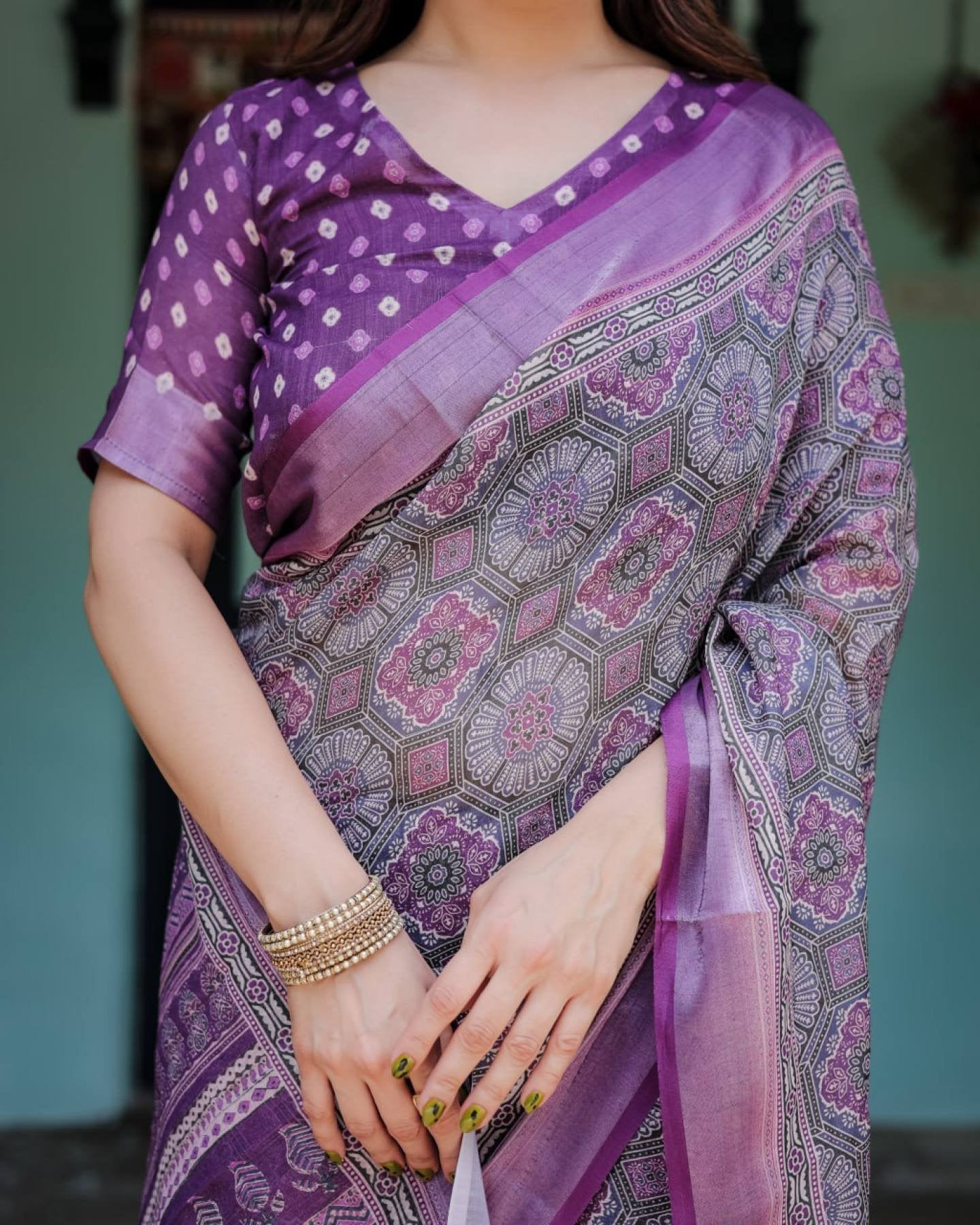 Cotton Saree - Woven back view