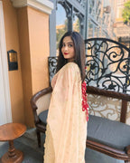 Gold Organza Saree - drape and pallu detail