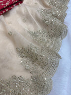Gold Organza Saree - fabric texture close-up