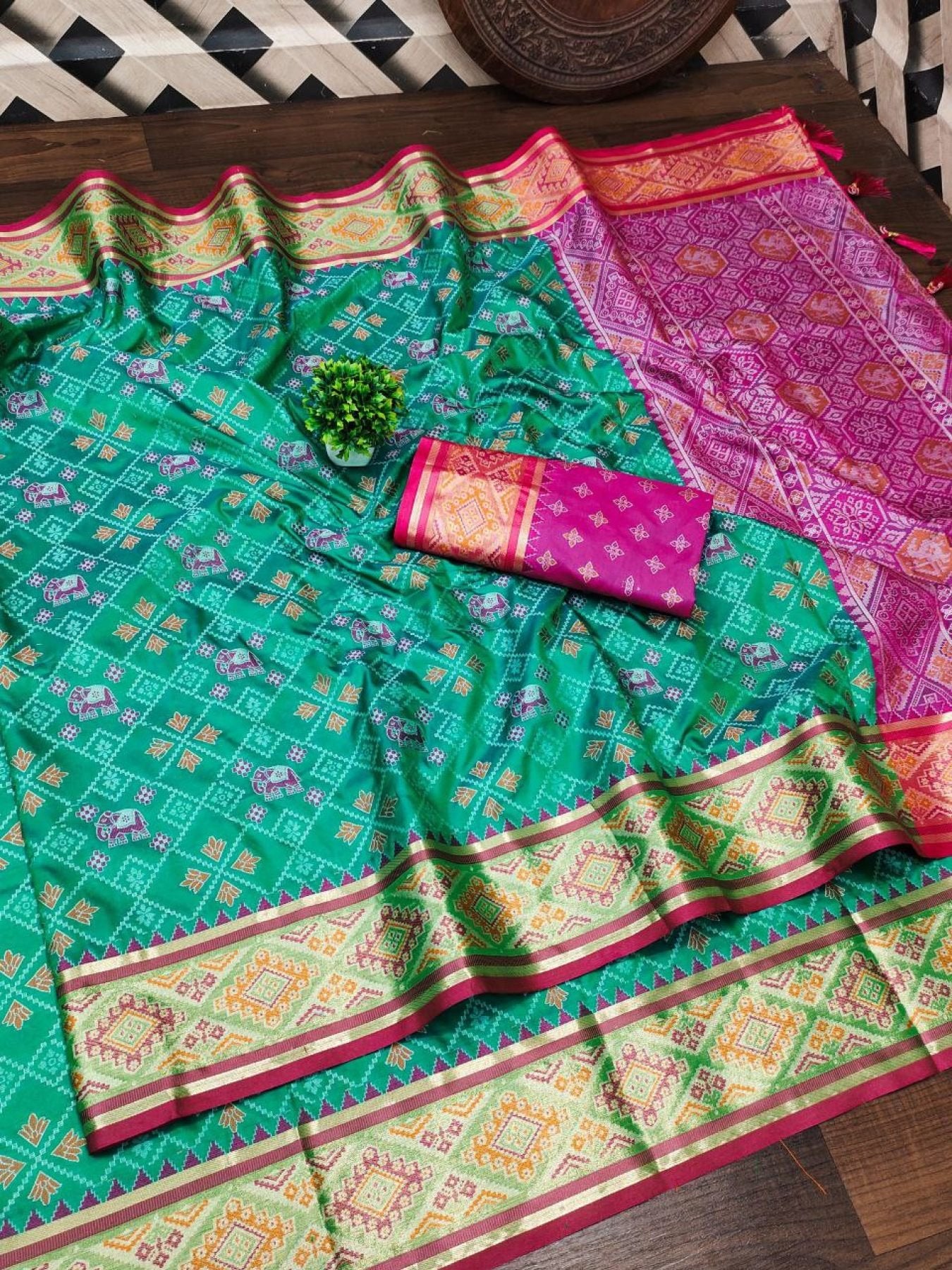 Patola Saree - fabric texture close-up