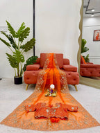 Orange Organza Saree - styling and accessories view