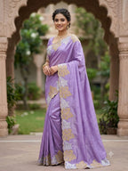 Purple Vichitra Saree for women - full front view | Snyvia
