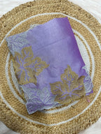 Purple Vichitra Saree - fabric texture close-up