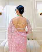 Net Saree - drape and pallu detail