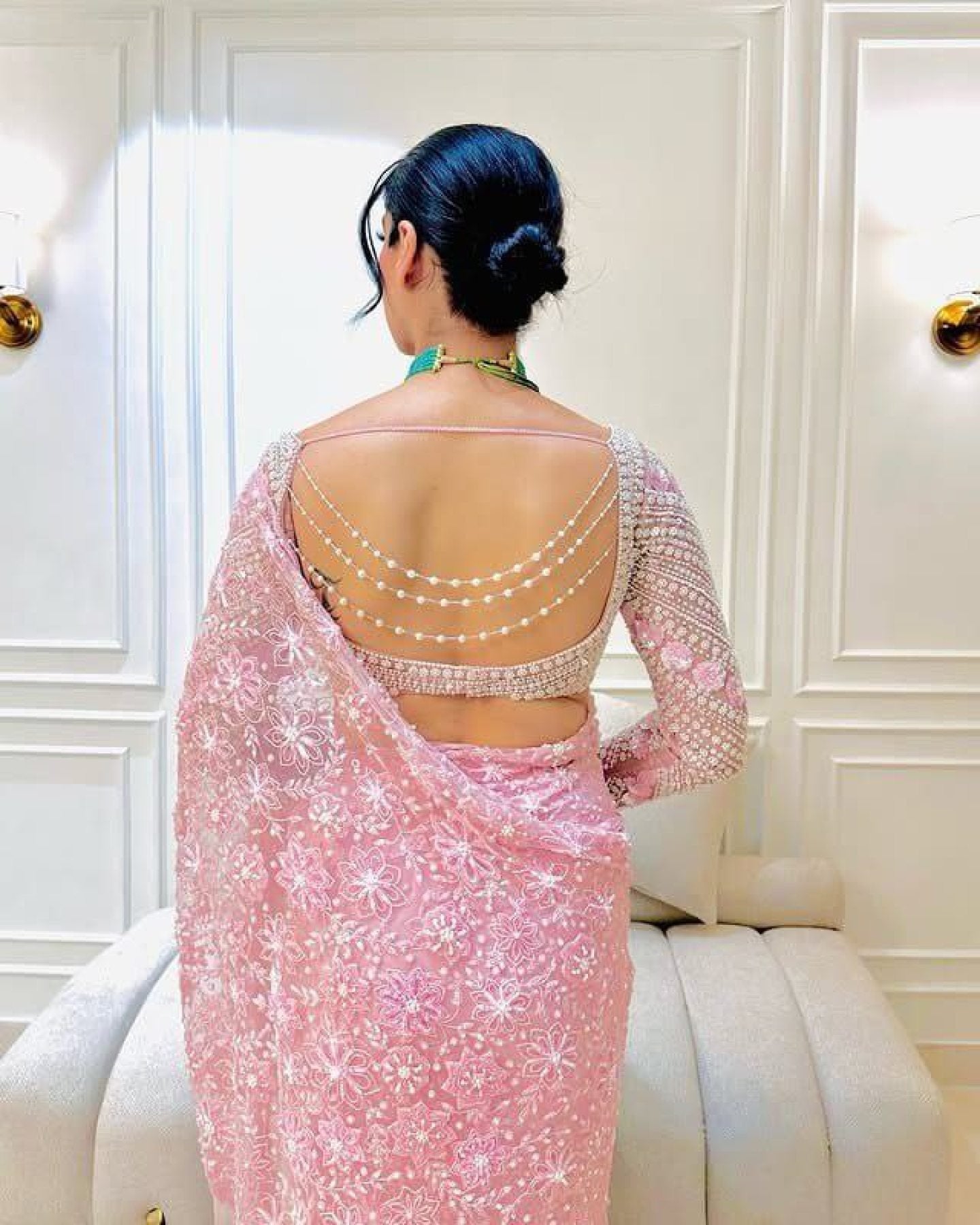 Net Saree - drape and pallu detail