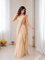 Cream Attached Pallu Lehenga Collection blouse and dupatta detail