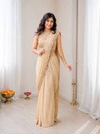 Cream Attached Pallu Lehenga Collection fabric texture detail