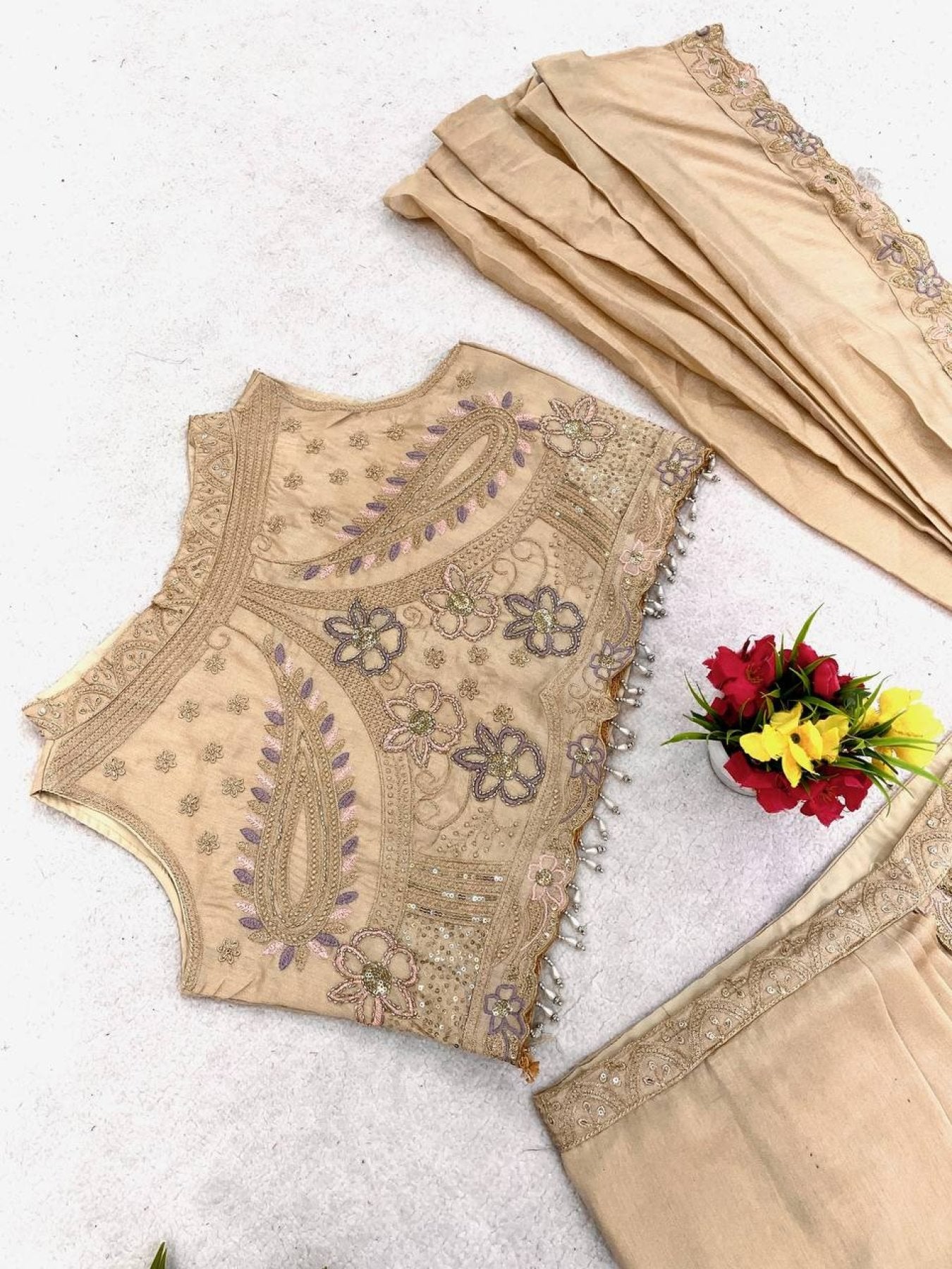Cream Lehenga - styling and accessories view
