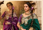 Green Banarasi Saree - drape and pallu detail