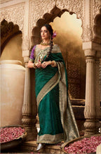 Green Banarasi Saree - blouse and border close-up