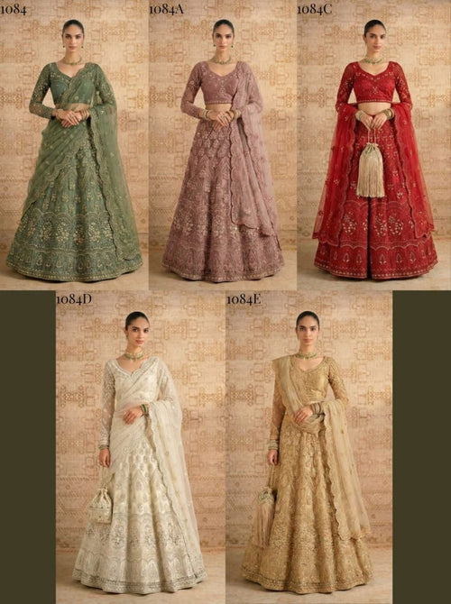 Mauve Butterfly Net Lehenga Choli with Banglori Silk Inner for Bridal Wear full drape view