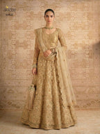 White Butterfly Net Lehenga Choli with Banglori Silk Inner for Bridal Wear embroidery close-up
