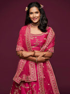 Art Silk Lehenga Choli Set with Heavy Zari and Sequins Work back view